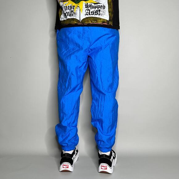 Vintage Track Pants Royal Blue Nylon Joggers Elastic Cuffs has Ankle Zippers 90s - Picture 3 of 4